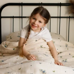 Kids House of Elia Quilted Comforter & Pillowcase - Muslin Blueberry