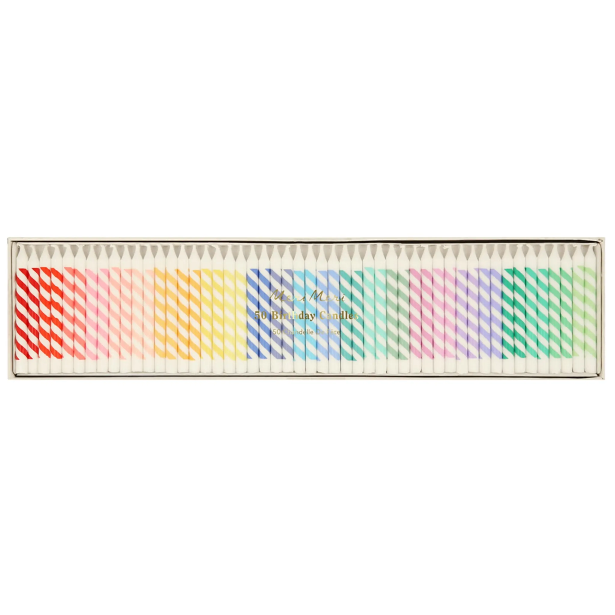 Meri Meri Rainbow Striped Mini Candles (50)
