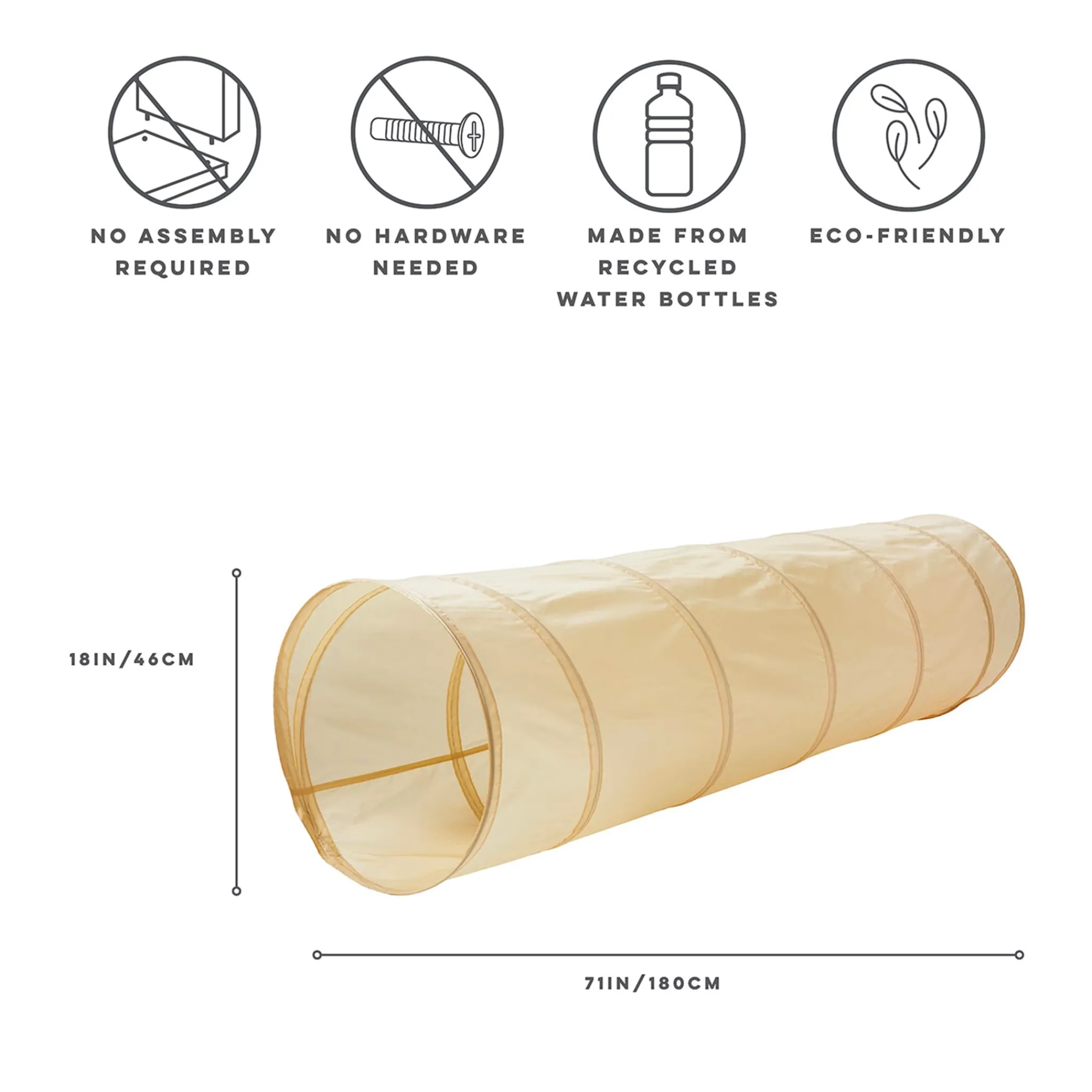 Kids 3 Sprouts Recycled Fabric Play Tunnel - Beige