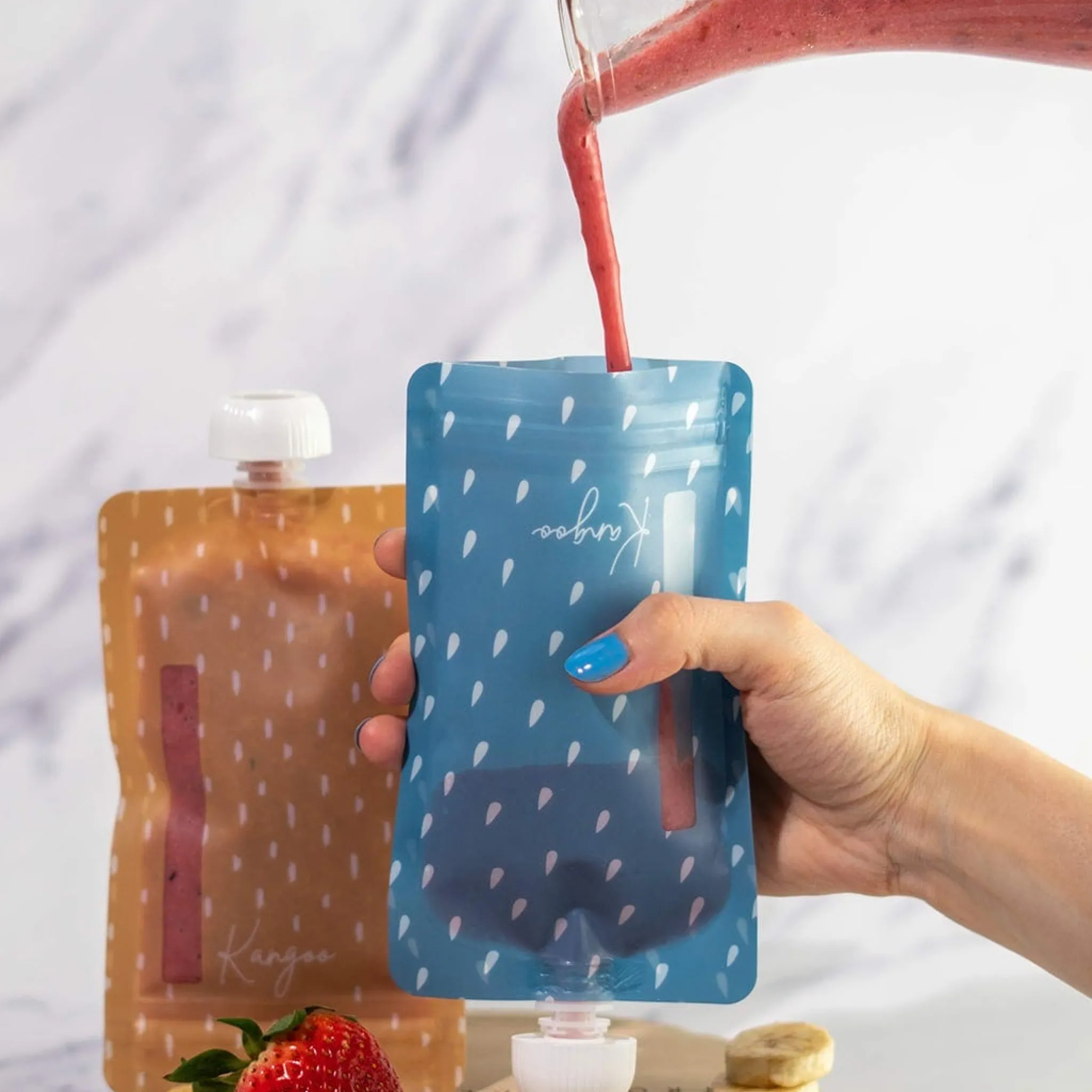 Kids Kangoo u0026 Cie Tableware|Snack Bags & Containers>Reusable Food Pouches (6) - Neutral
