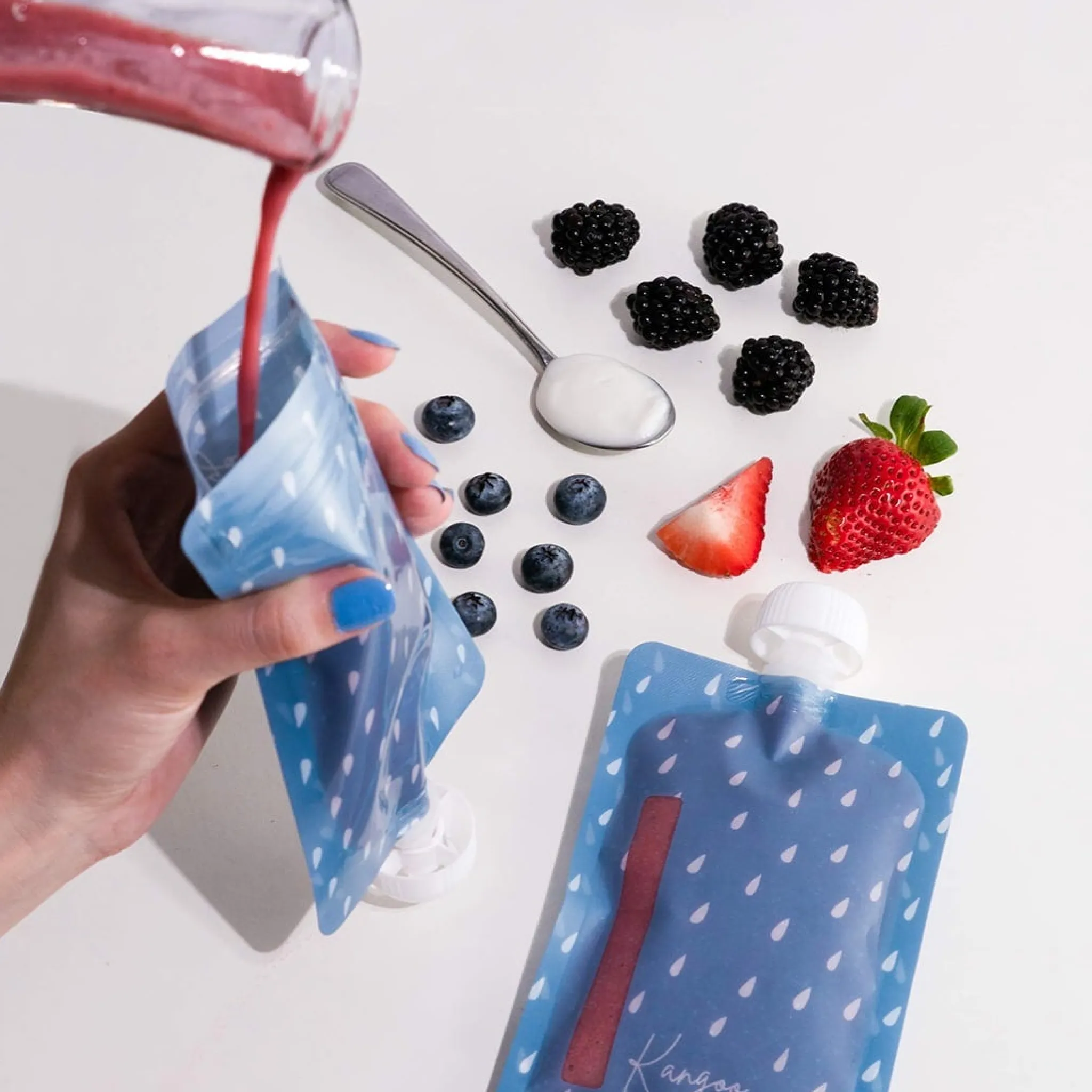 Kids Kangoo u0026 Cie Tableware|Snack Bags & Containers>Reusable Food Pouches (6) - Neutral