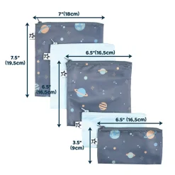 Kids Tiny Twinkle Reusable Snack Bags 5 Pack - Space