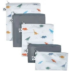 Kids Tiny Twinkle Snack Bags & Containers|Tableware>Reusable Snack Bags 5-Pack - Dinosaurs