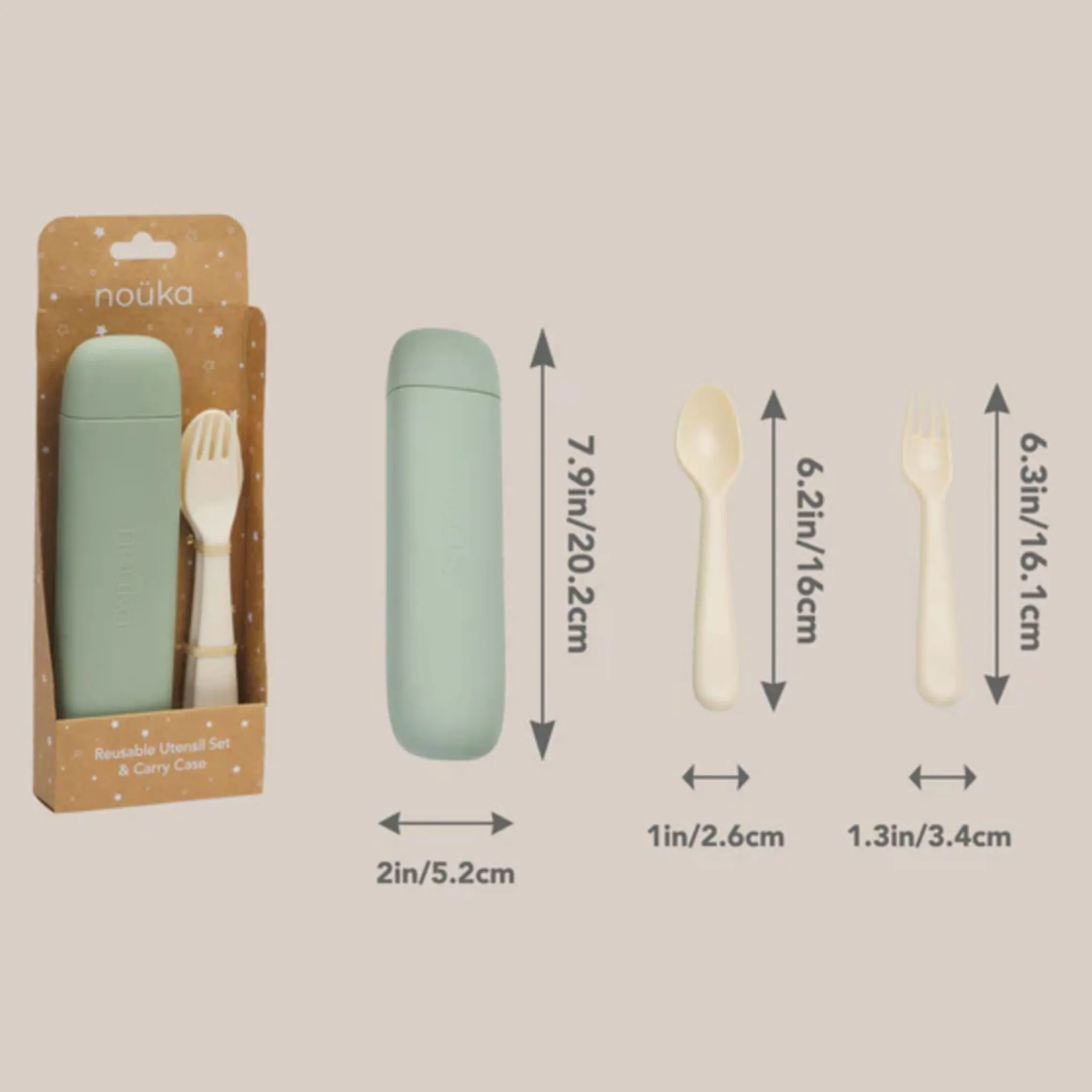 Kids Nouka Breastfeeding|Tableware>Reusable Utensil Set & Carry Case - Leaf