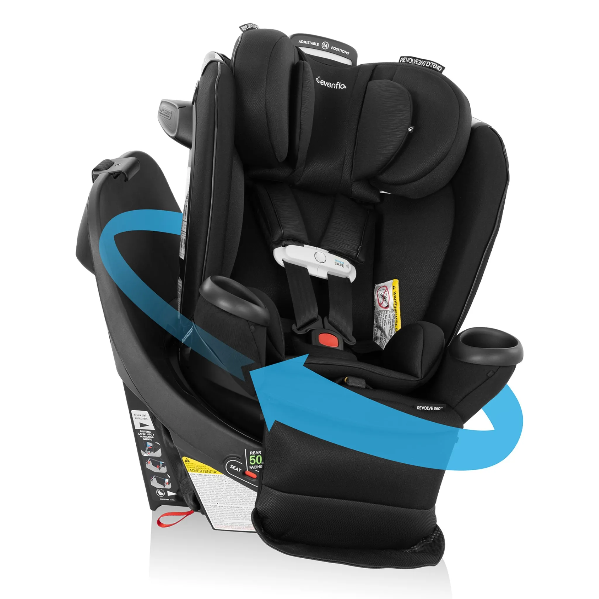 Kids Evenflo Car Seats & Booster Seats|Car Seats>Revolve360 Extend All-in-One Rotating Car Seat with SensorSafe - Onyx