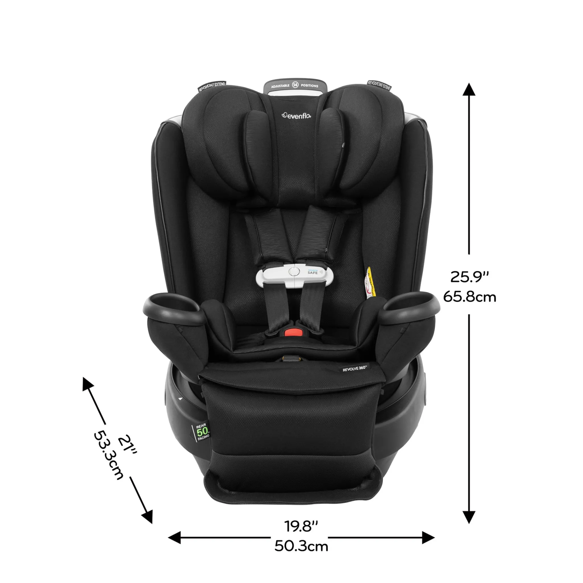 Kids Evenflo Car Seats & Booster Seats|Car Seats>Revolve360 Extend All-in-One Rotating Car Seat with SensorSafe - Onyx