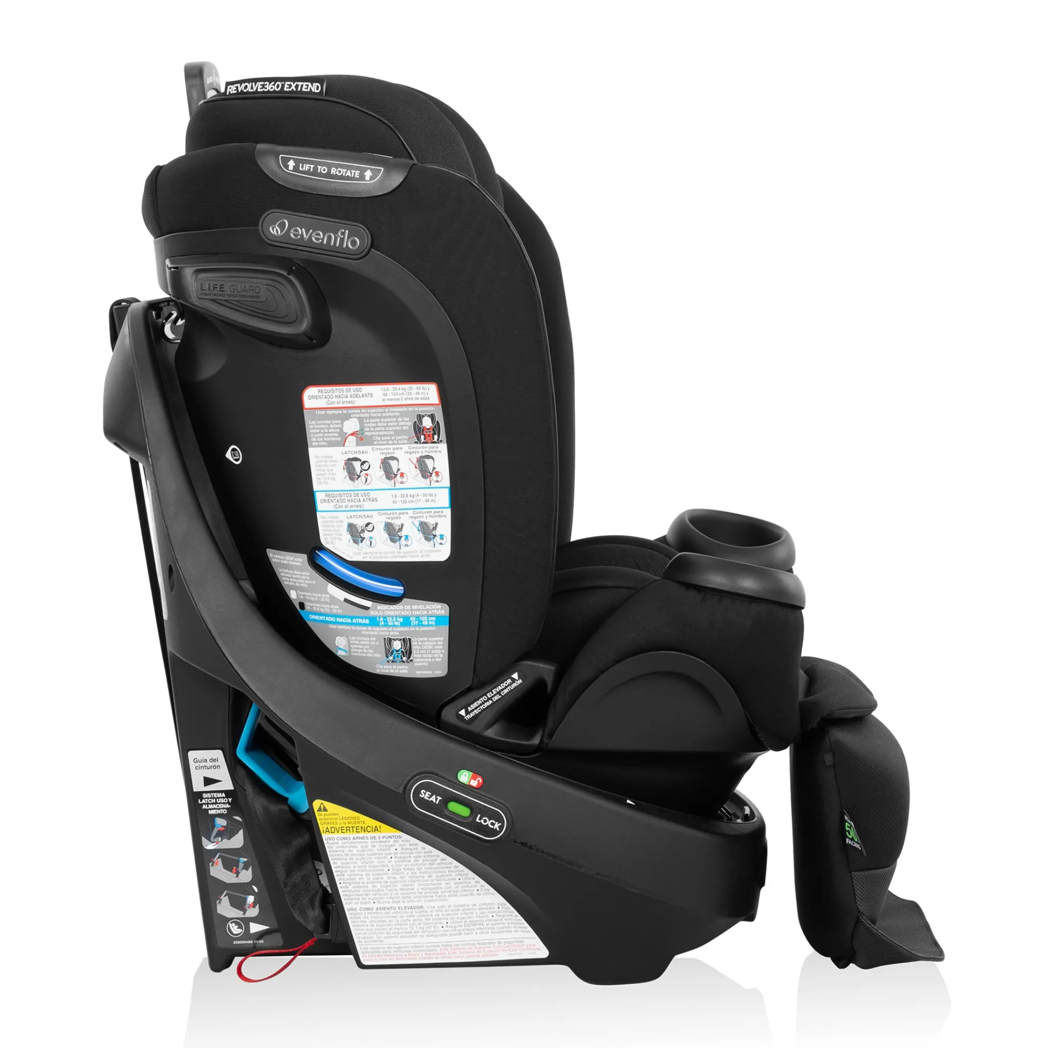 Kids Evenflo Car Seats & Booster Seats|Car Seats>Revolve360 Extend All-in-One Rotating Car Seat with SensorSafe - Onyx