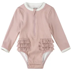 Kids Petit Lem Swimsuits>Ribbed UV Long Sleeve Swimsuit 2-6y