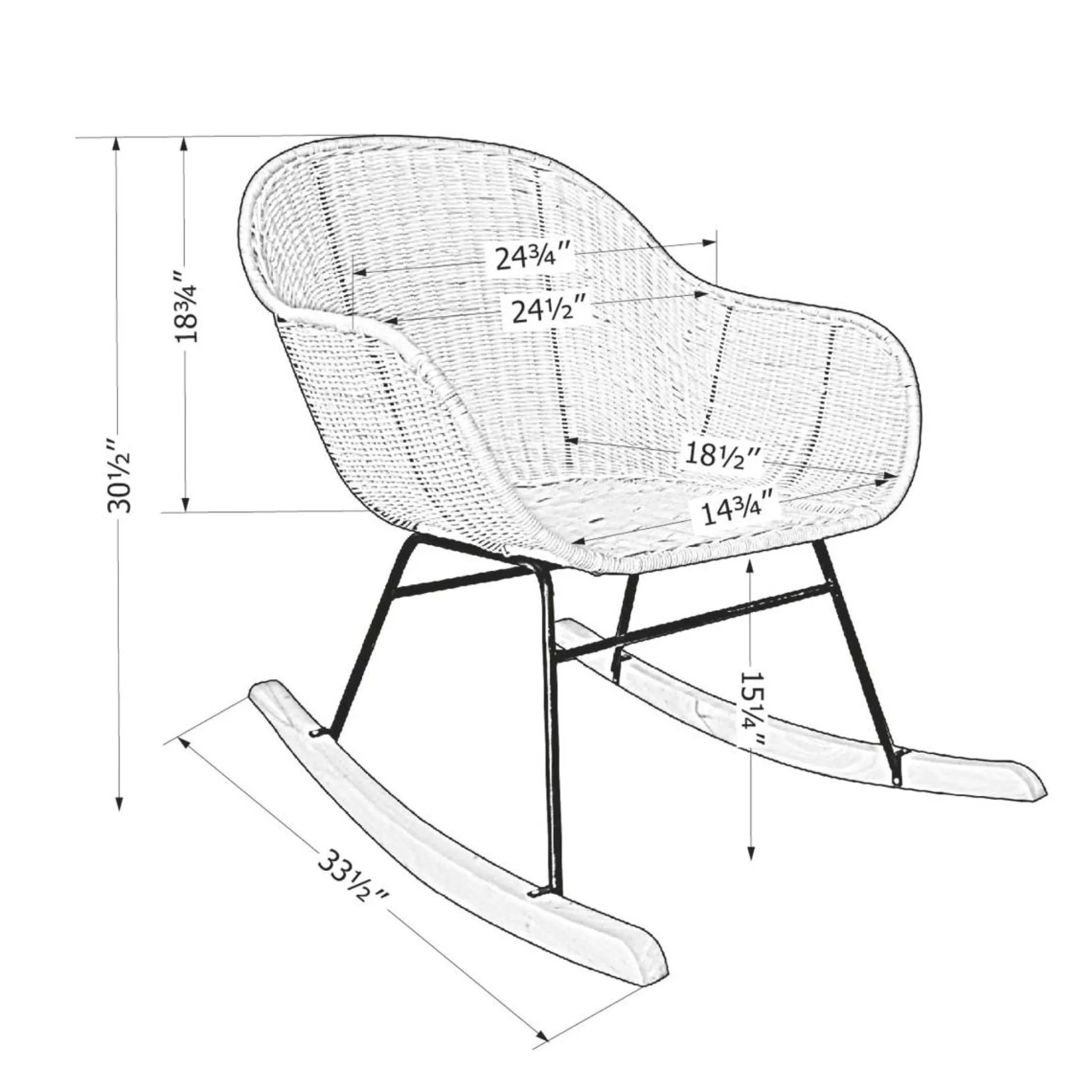 South Shore Rocking Chair - Balka Black Rattan