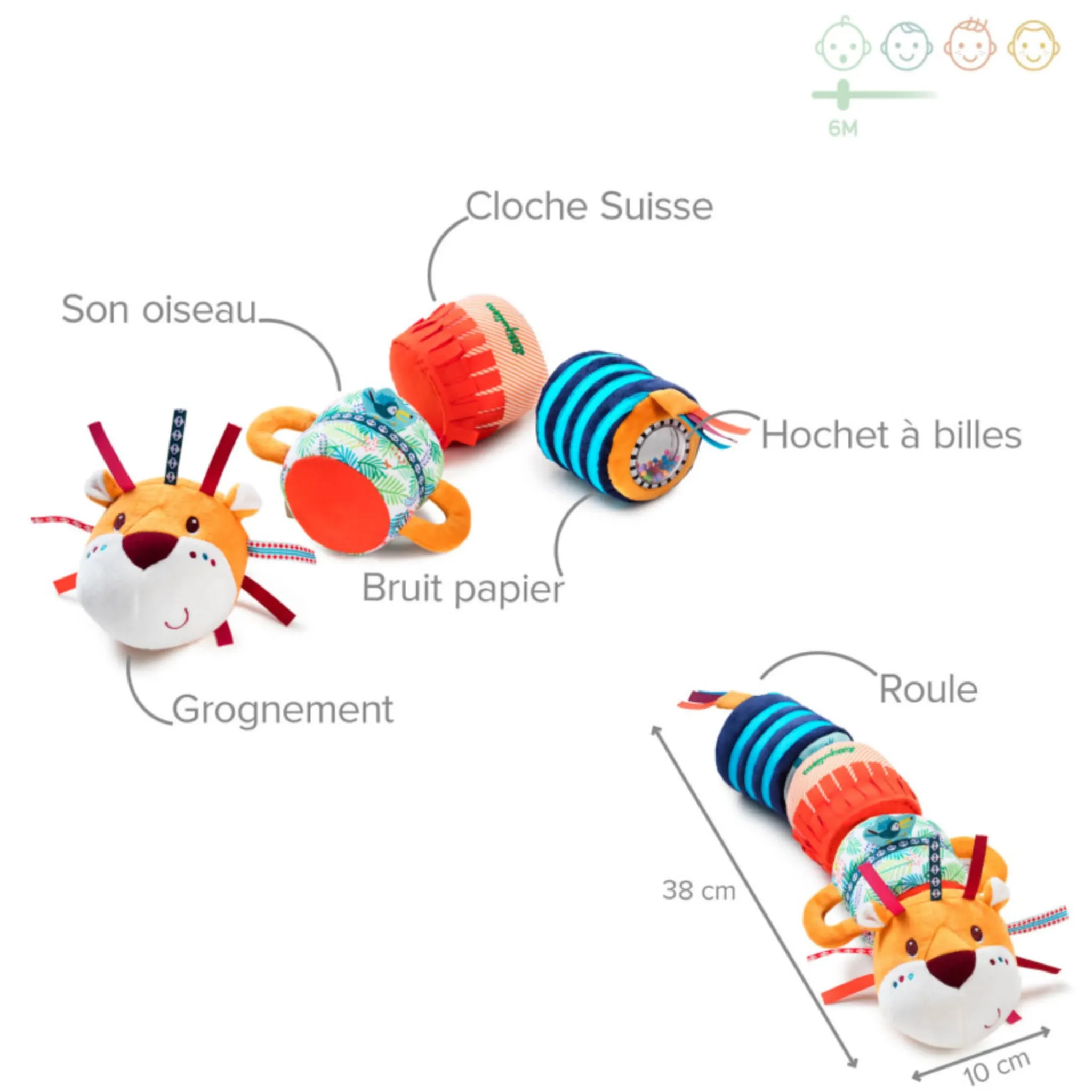 Lilliputiens Developmental Toys>Rouleau Sonore Jack le Lion