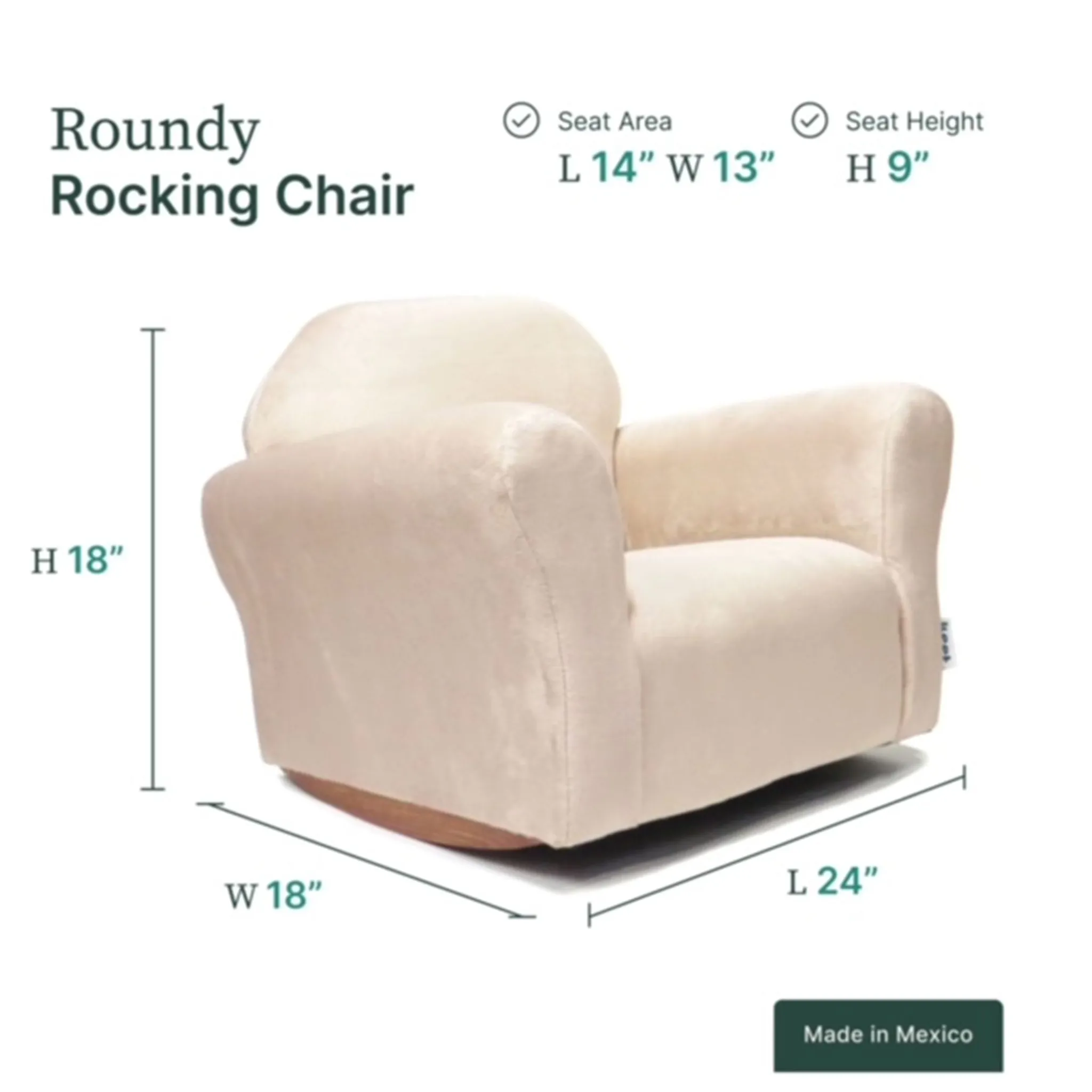 Keet Roundy Kids Rocking Chair - Beige