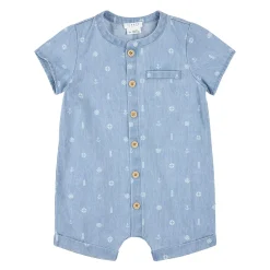 BOY Firsts par Petit Lem Sailboat Chambray Romper 3-24m