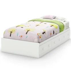 South Shore Savannah Twin Mates Bed with 3 Drawers - Pure White