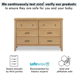 DaVinci Sawyer Farmhouse 6-Drawer Dresser - Honey