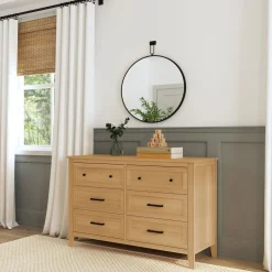 DaVinci Sawyer Farmhouse 6-Drawer Dresser - Honey