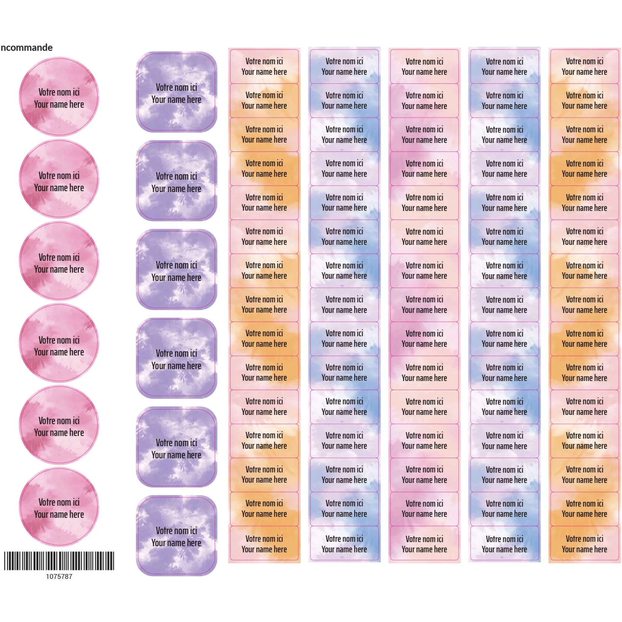 Kids Clement - Impressions School Name Labels - Tie-Dye 1
