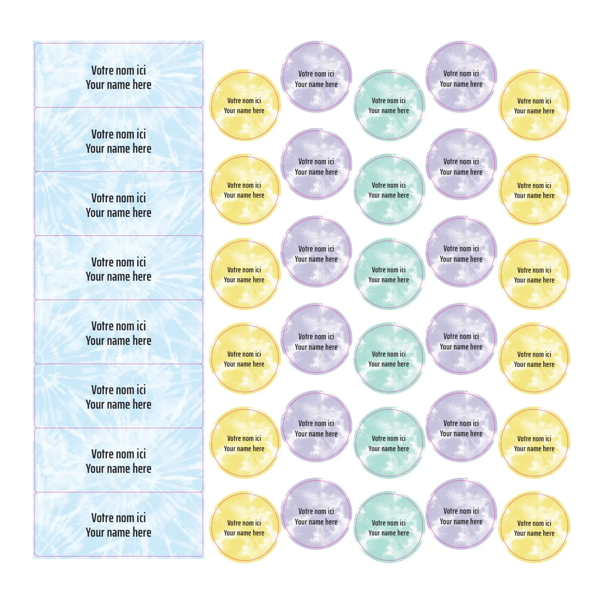 Kids Clement - Impressions School Name Labels - Tie-Dye 1