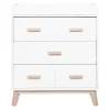 Babyletto Changing Tables>Scoot 3-Drawer Changer Dresser - White / Washed Natural