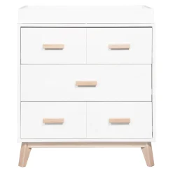 Babyletto Changing Tables>Scoot 3-Drawer Changer Dresser - White / Washed Natural