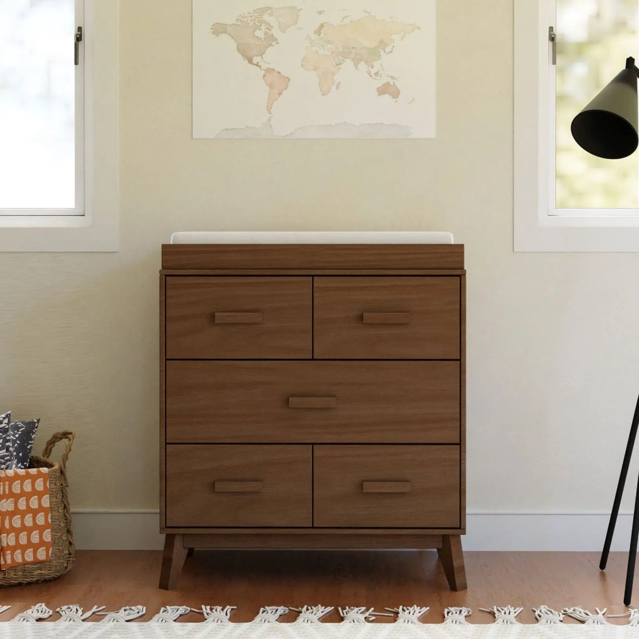 Babyletto Changing Tables>Scoot 3-Drawer Changer Dresser - Walnut