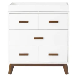 Babyletto Scoot 3-Drawer Changer Dresser - White / Walnut Finish