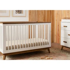 Babyletto Scoot 3-Drawer Changer Dresser - White / Walnut Finish
