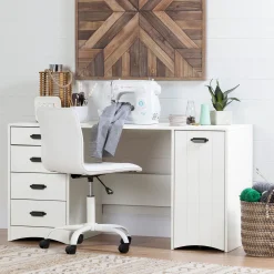 South Shore Desk>Sewing Craft Table and Storage - Artwork Pure White