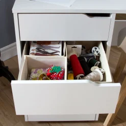 South Shore Sewing Craft Table on Wheels - Crea Pure White