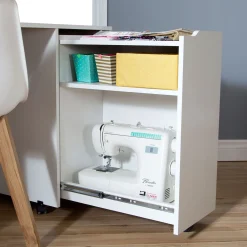 South Shore Sewing Craft Table on Wheels - Crea Pure White