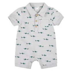 BOY Firsts par Petit Lem Rompers & Jumpsuits>Sharks Polo Romper 3-24m