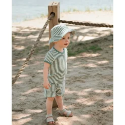 BOY Firsts par Petit Lem Sharks Striped Set 3-24m