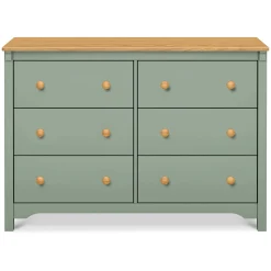 DaVinci Shea 6-Drawer Dresser - Light Sage and Honey