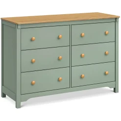DaVinci Shea 6-Drawer Dresser - Light Sage and Honey