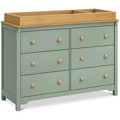 DaVinci Shea 6-Drawer Dresser - Light Sage and Honey