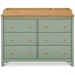 DaVinci Shea 6-Drawer Dresser - Light Sage and Honey