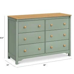 DaVinci Shea 6-Drawer Dresser - Light Sage and Honey