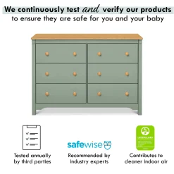 DaVinci Shea 6-Drawer Dresser - Light Sage and Honey