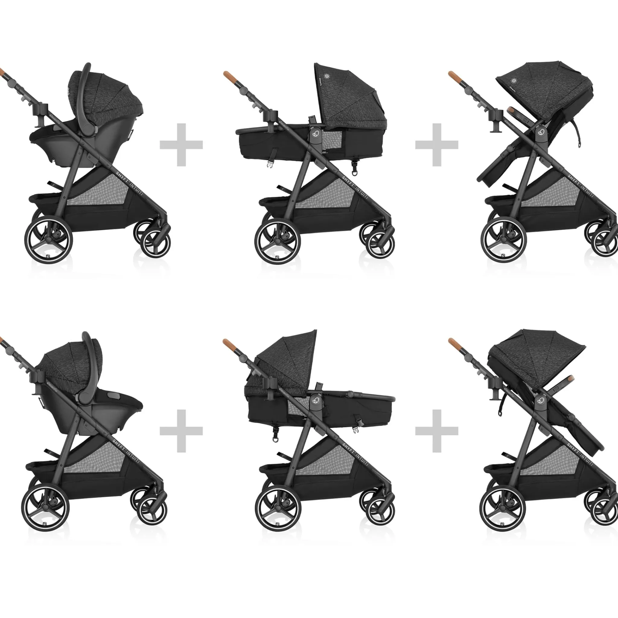 Kids Evenflo Shyft Intuiti Travel System with Revolve180 LiteMax NXT Car Seat - Black