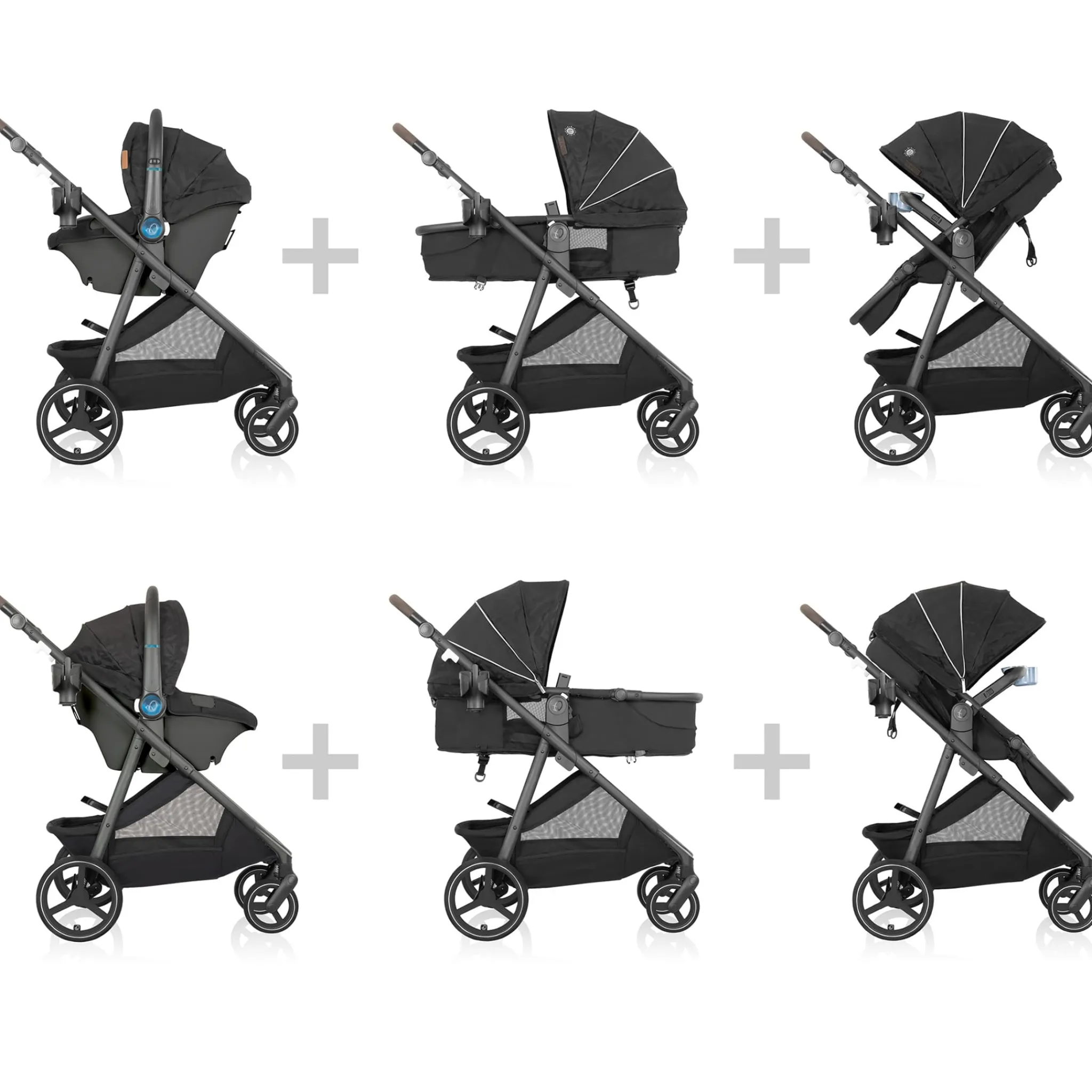 Kids Evenflo Strollers|Strollers & Trailers>Shyft Intuiti+ Travel System with Revolve180 LiteMax NXT - Dubhan Black