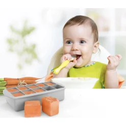 Kids Melii Silicone Baby Food Freezer Tray with Lid - Grey