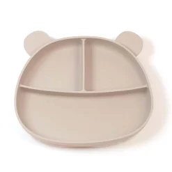 Kids Bulle Silicone Plate Taupe Bear