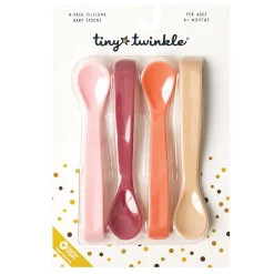 Kids Tiny Twinkle Silicone Spoon 4-pack - Pink Red Orange