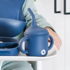 Kids Bulle Silicone Straw Sippy Cup - Blueberry