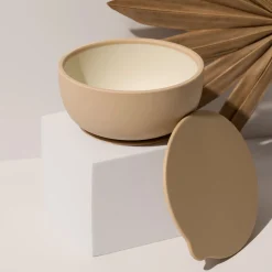 Kids Kiko The Label Silicone Suction Bowl with Lid - Sand