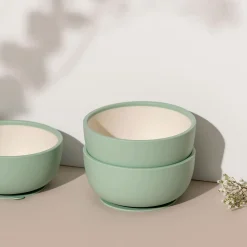 Kids Kiko The Label Silicone Suction Bowl with Lid - Sage