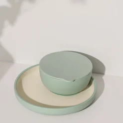 Kids Kiko The Label Silicone Suction Bowl with Lid - Sage