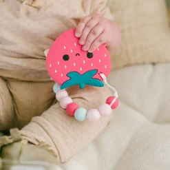Loulou Lollipop Silicone Teether - Straberry