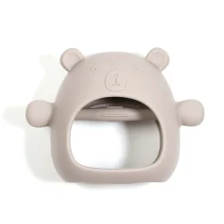 Bulle Teething Toys>Silicone Teething Mitt - Taupe Bear