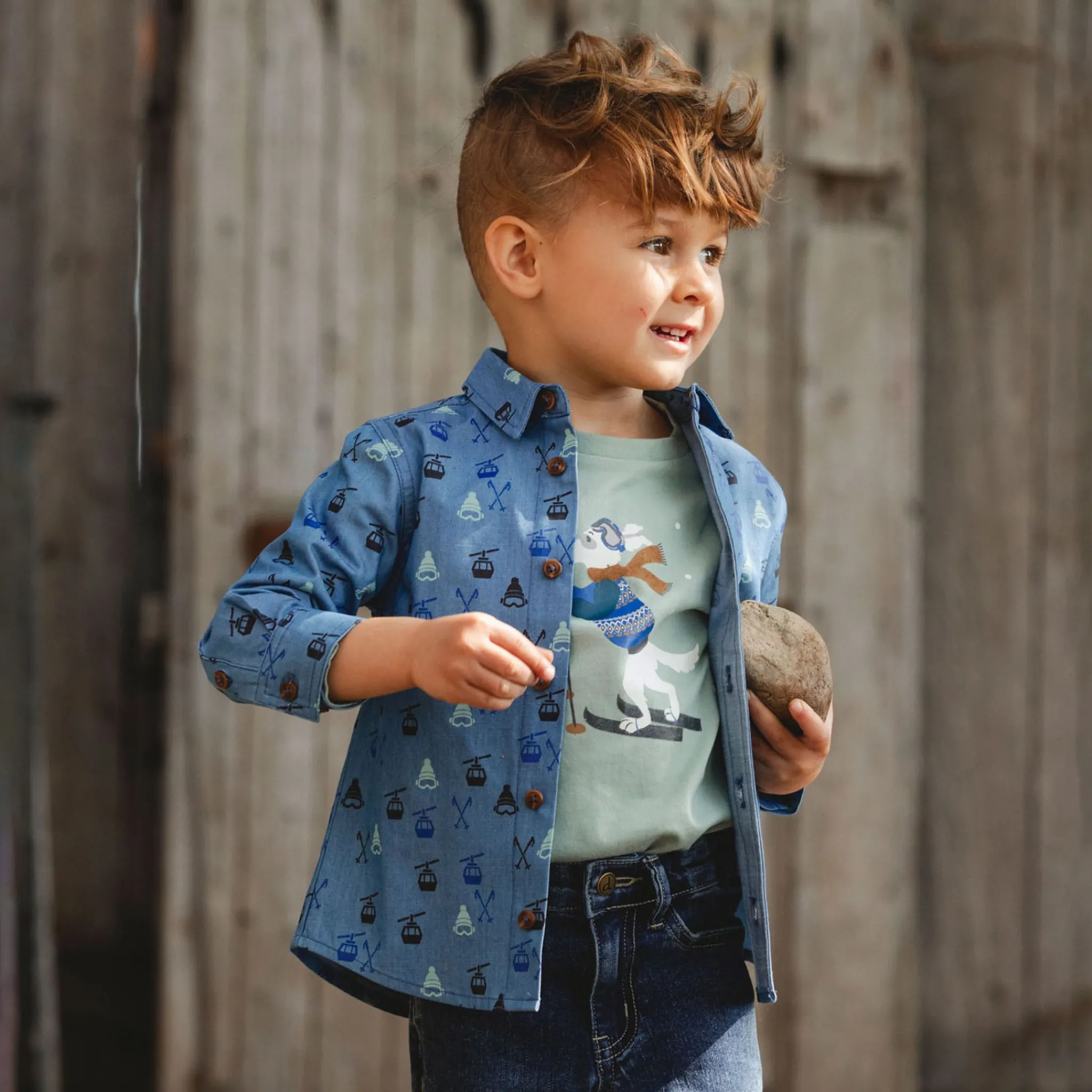 Kids/BOY Deux par Deux Tops>Ski Trip Shirt 3-6