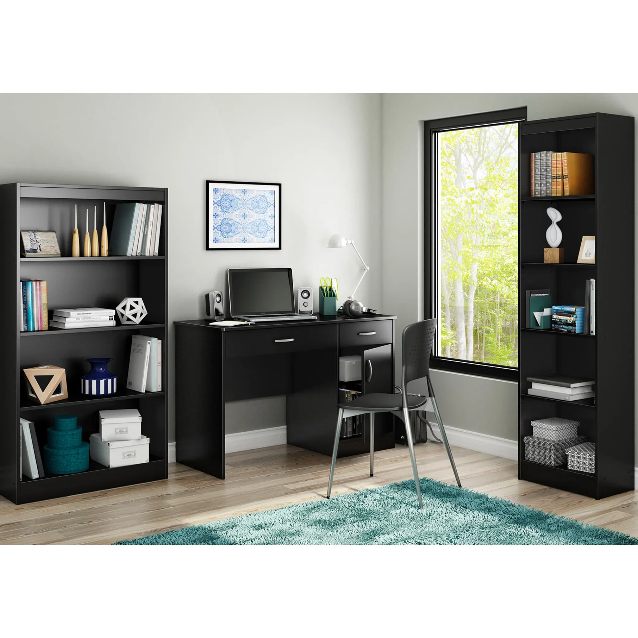 South Shore Small Desk - Axess Pure Black